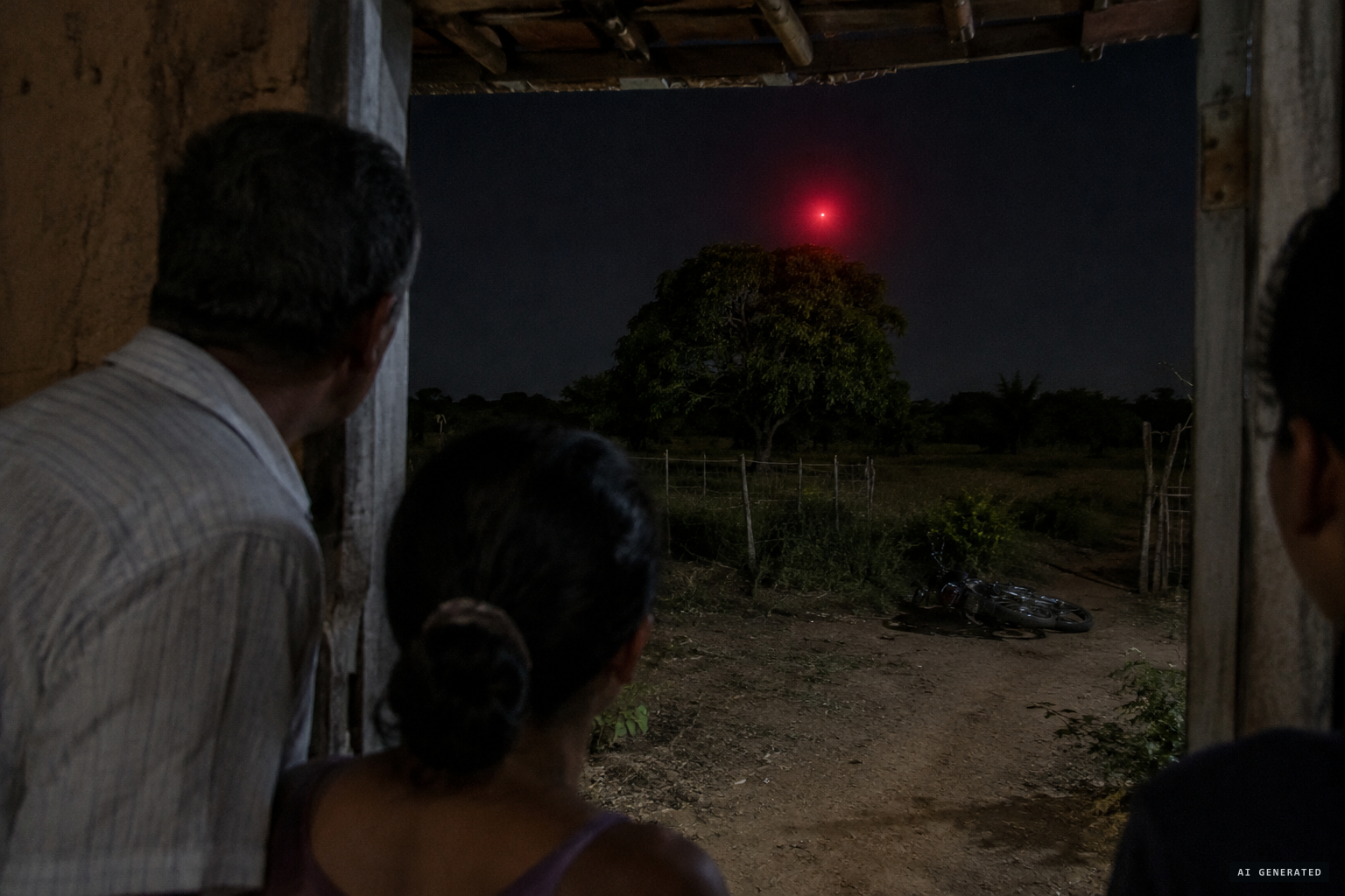 The light hovers silently over a jatobá tree, keeping watch until about 01:00