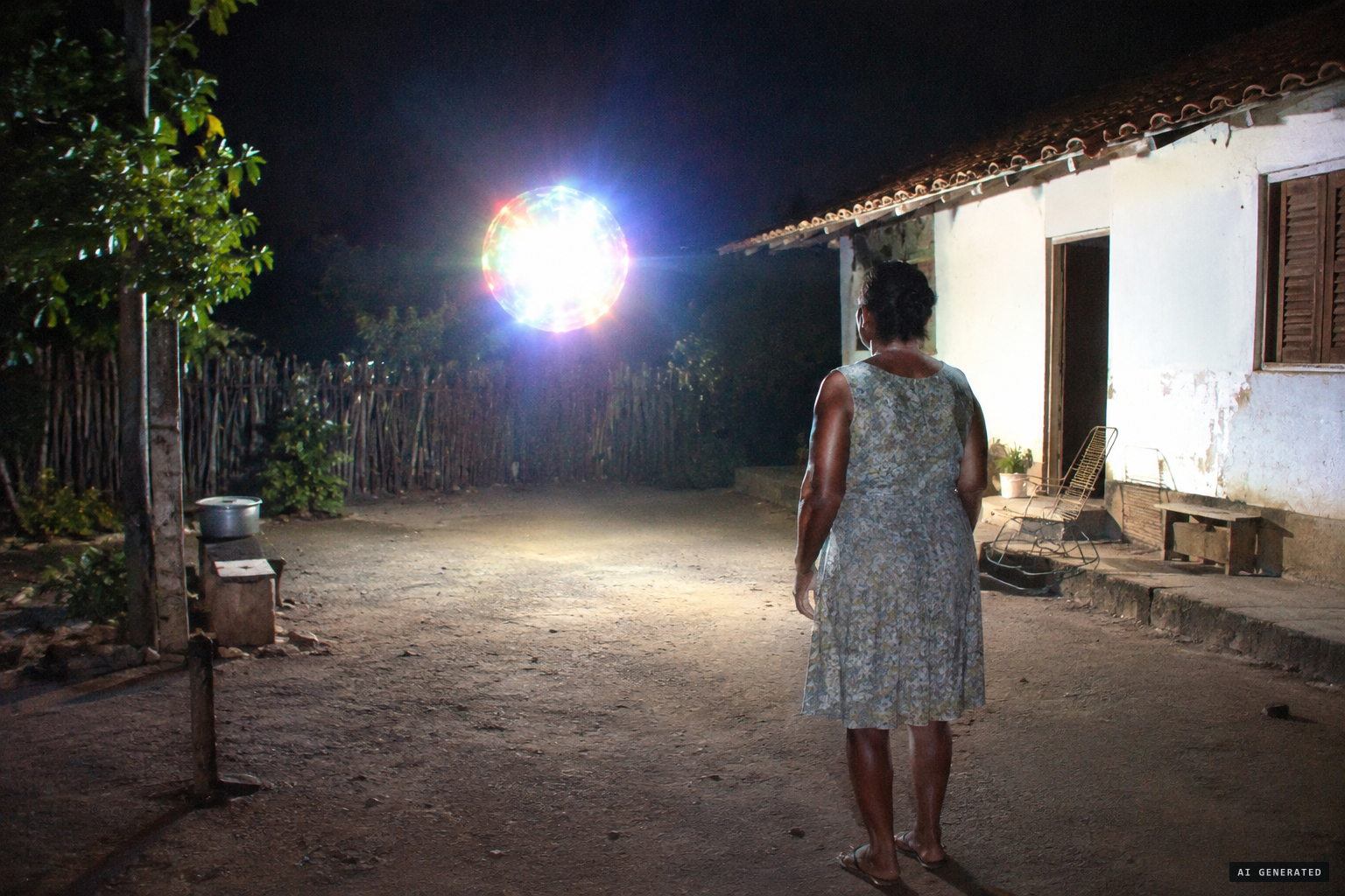 Dona Cleusa Melo's multicoloured ball fires a huge flash at her