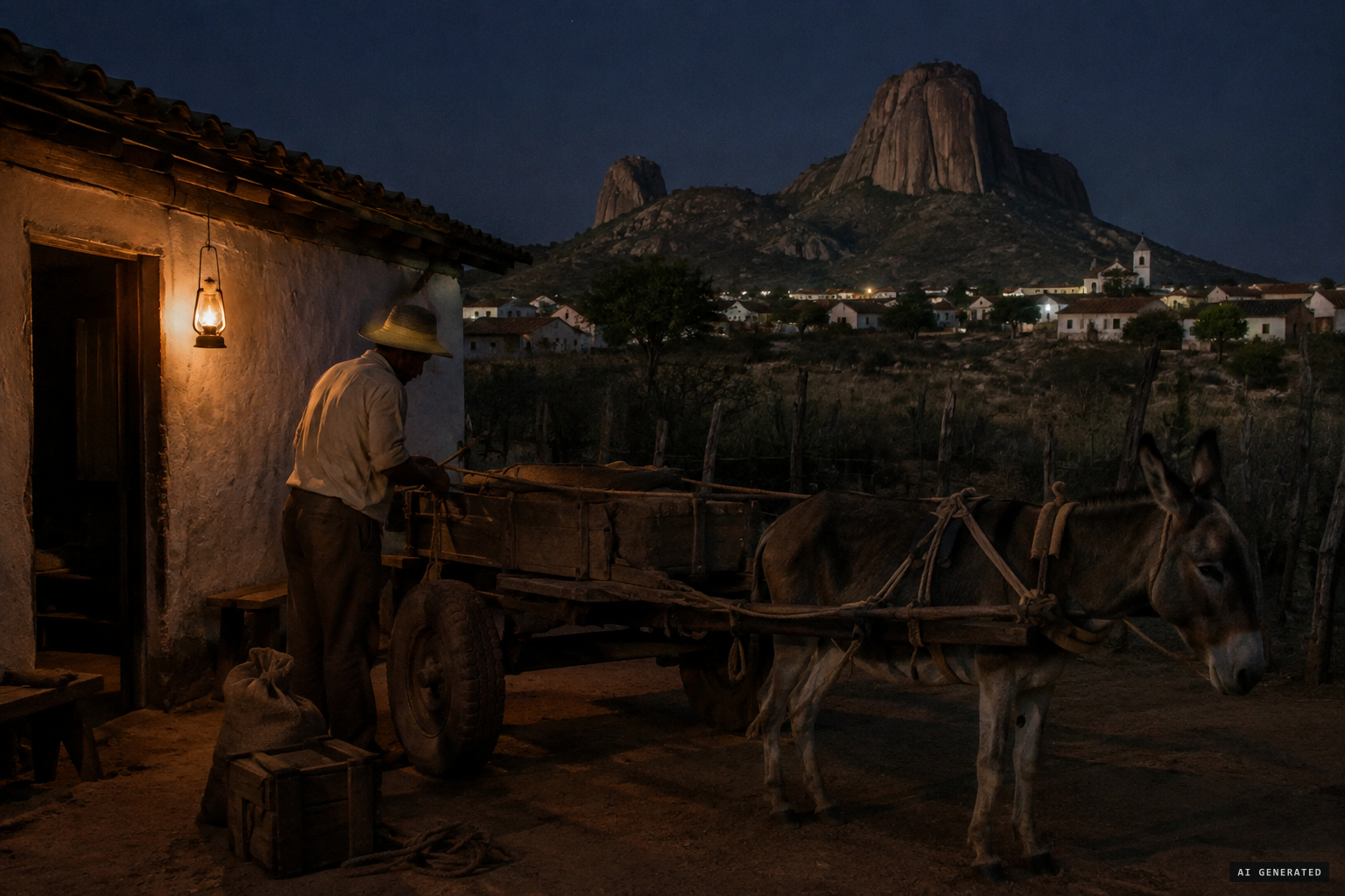 Luís Fernandes Barroso sets out in the early hours for his farm near Quixadá