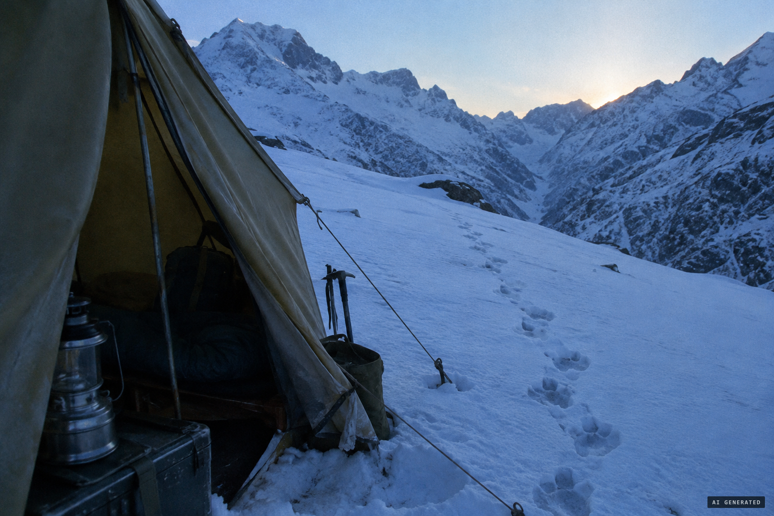 Tracks found beside the tent in the upper Arun, December 1972
