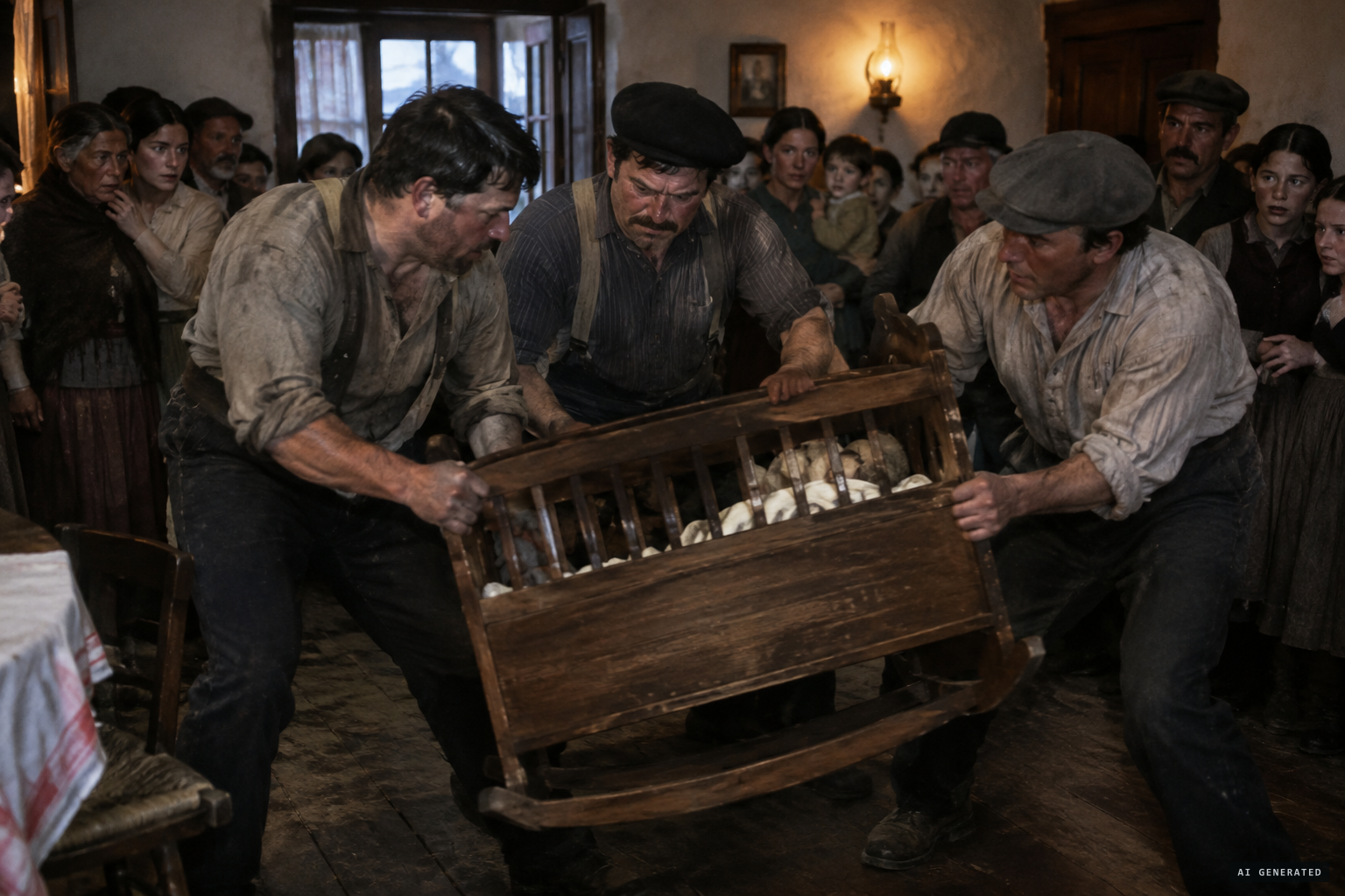 Three strong men fail to stop the cradle