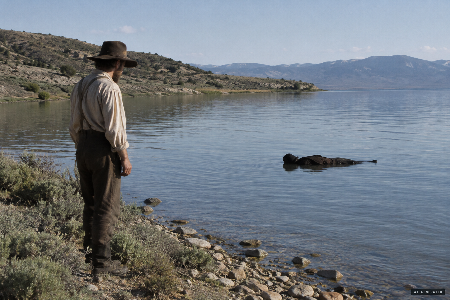 S. M. Johnson at first takes the shape for a drowned person