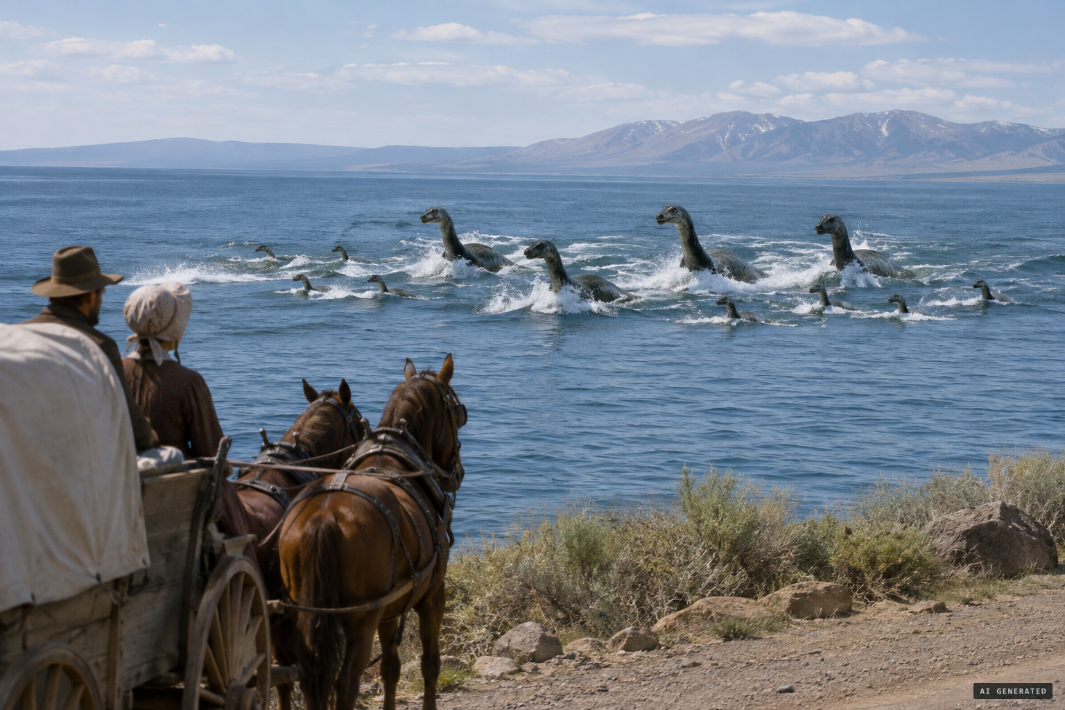 Several creatures swim south faster than a horse could run, raising three-foot waves