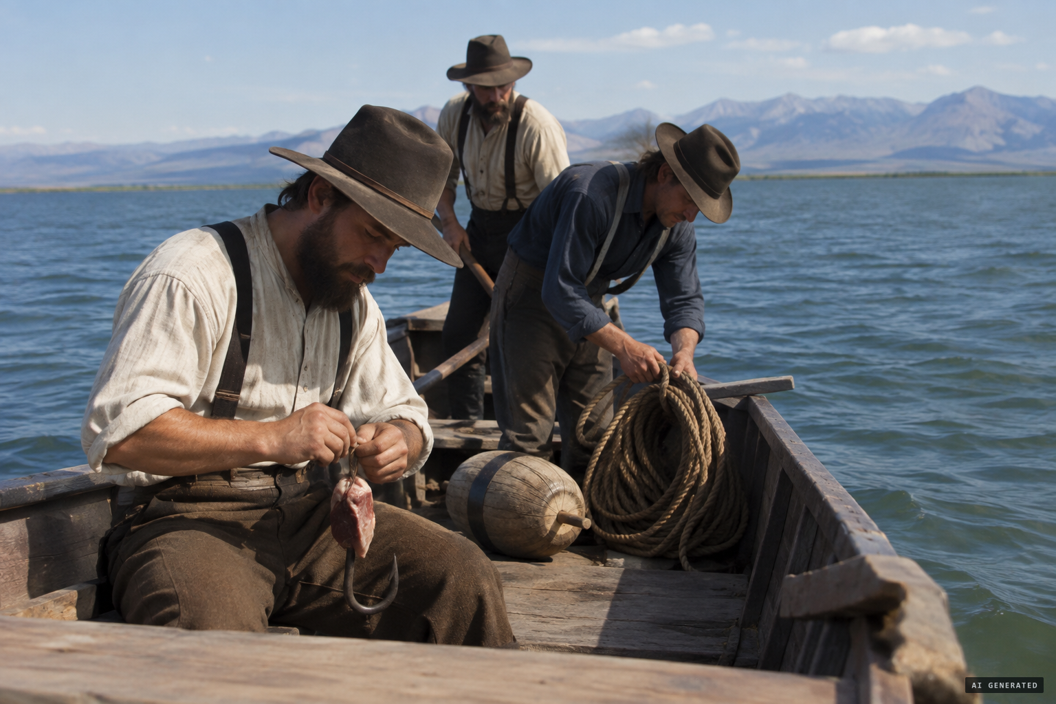 The trap: a barbed hook baited with mutton, a buoy and Young's 300-foot rope