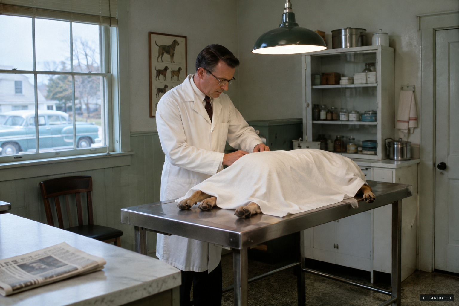 An autopsy finds almost no blood in one of the dead dogs