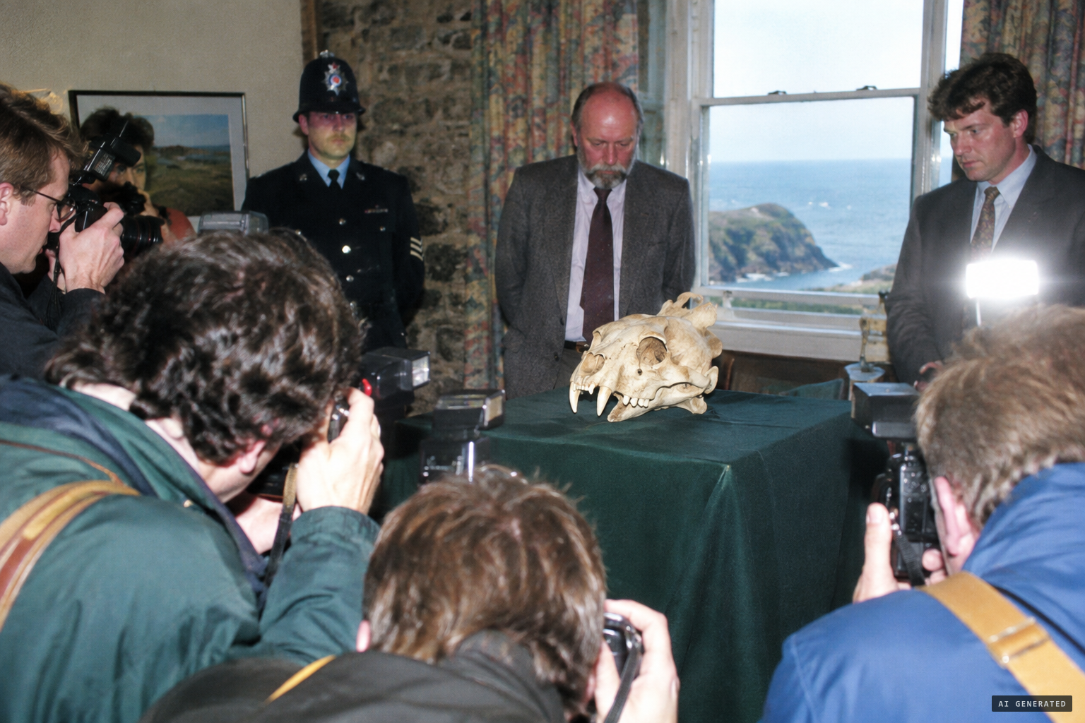 The skull displayed at a press conference