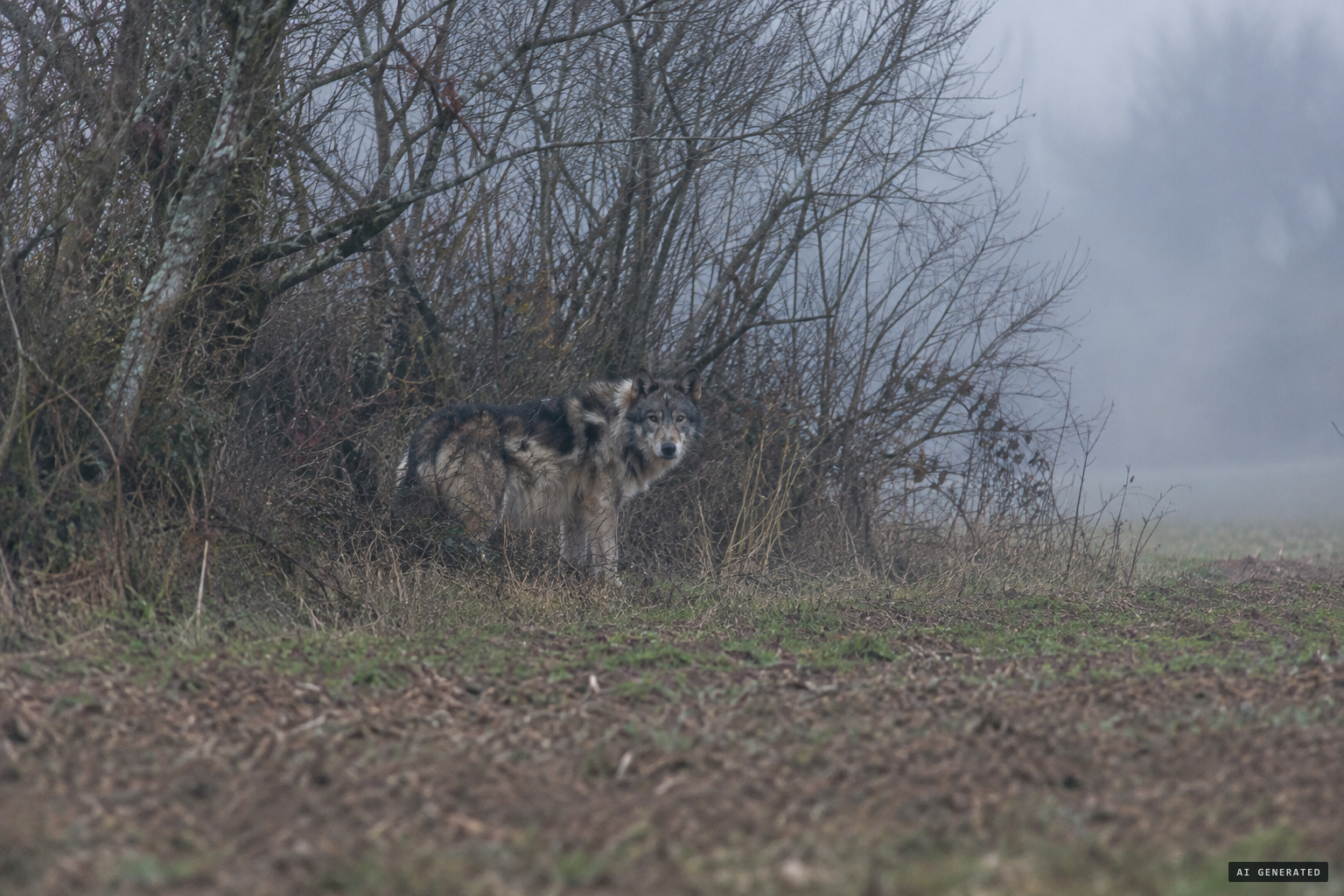 A beast like a wolf, with shorter legs and a mottled coat