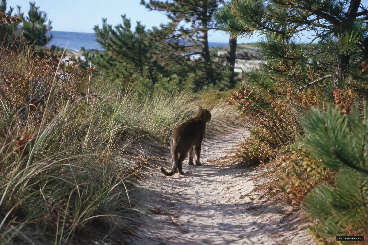 William and Marsha Medeiros come upon a brown cat in the path