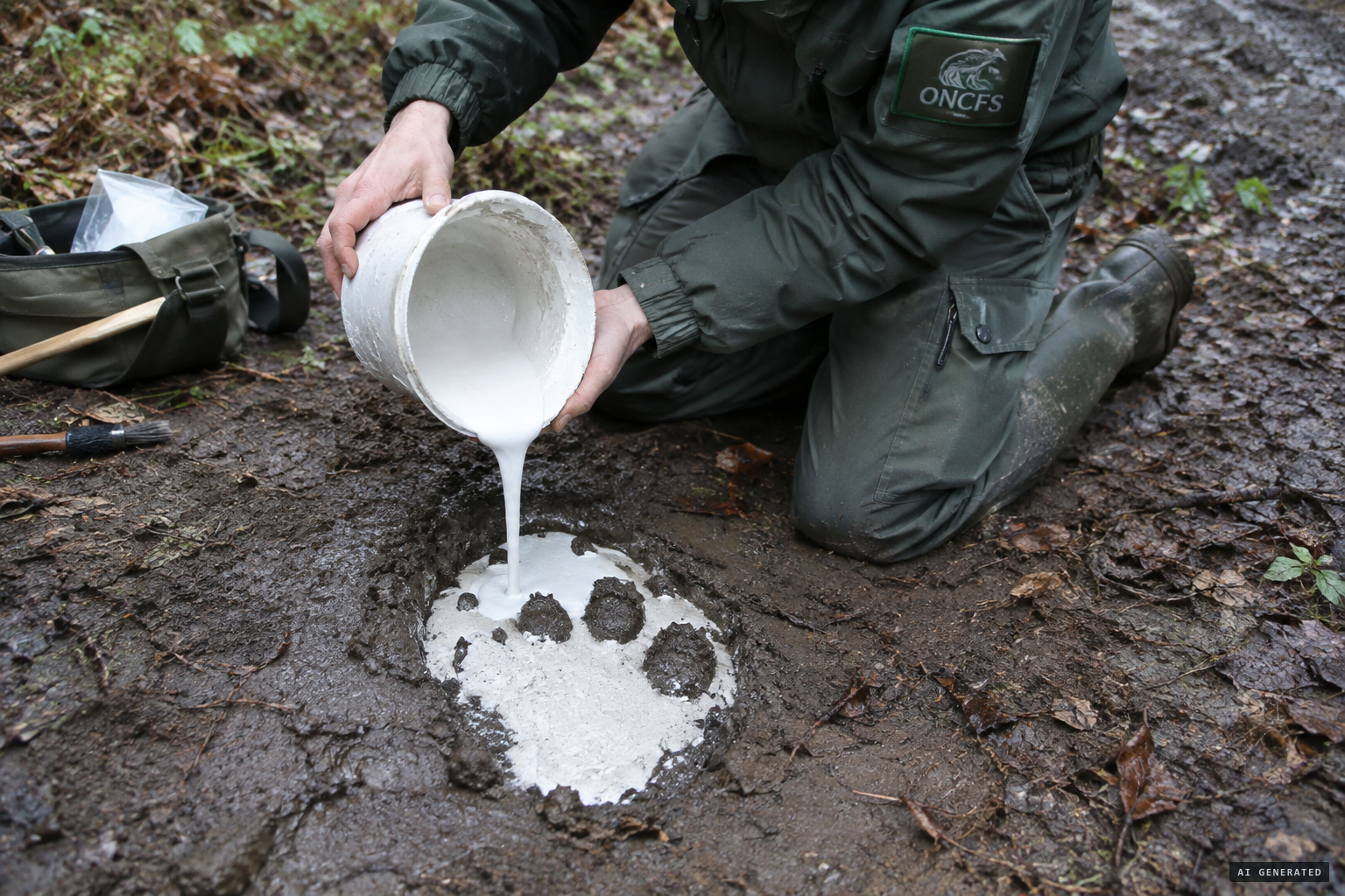 The ONCFS takes a cast of the paw print