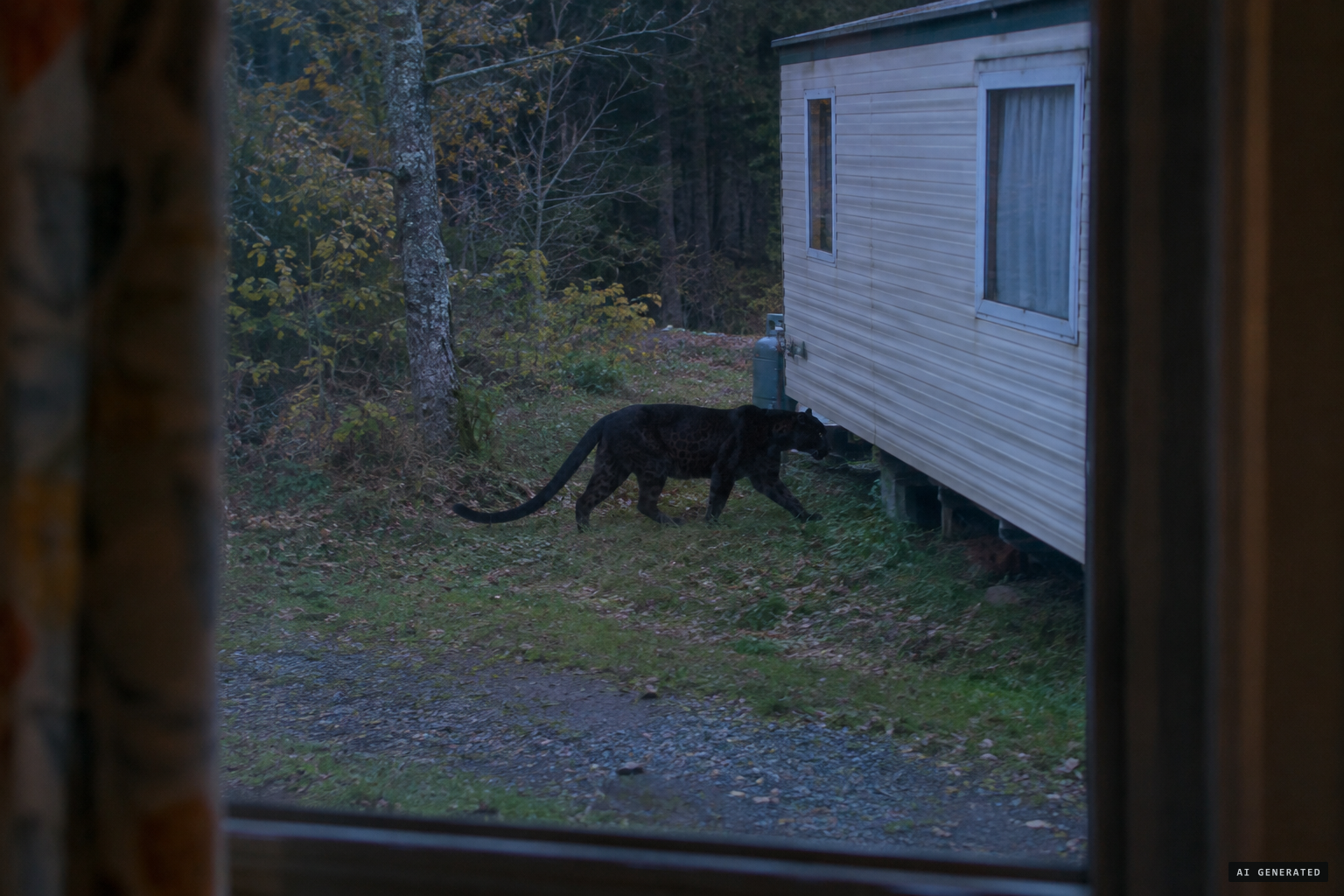 At Rulles, the animal comes up to a man's mobile home