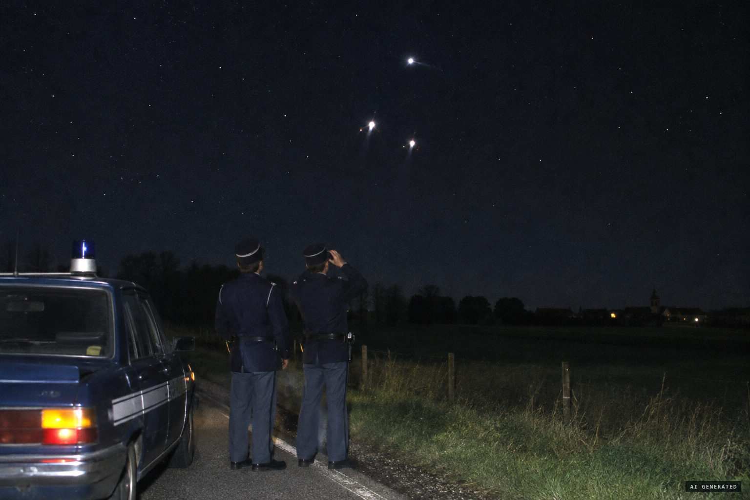 At Thorembais-les-Béguines, the star-like light seems to fall down as the jets pass.