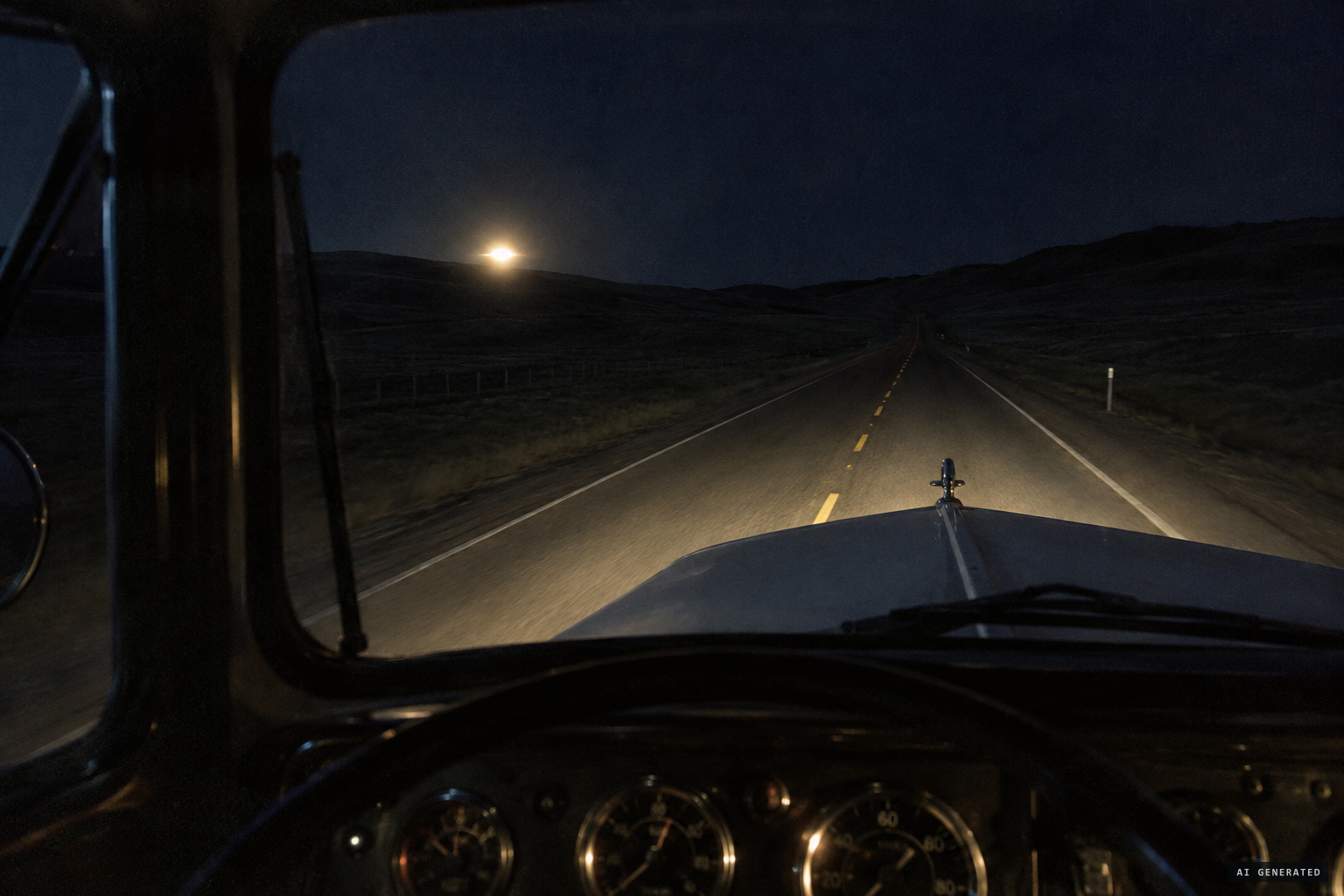 A dome-shaped light paces Ken Williams's truck about a mile to his left