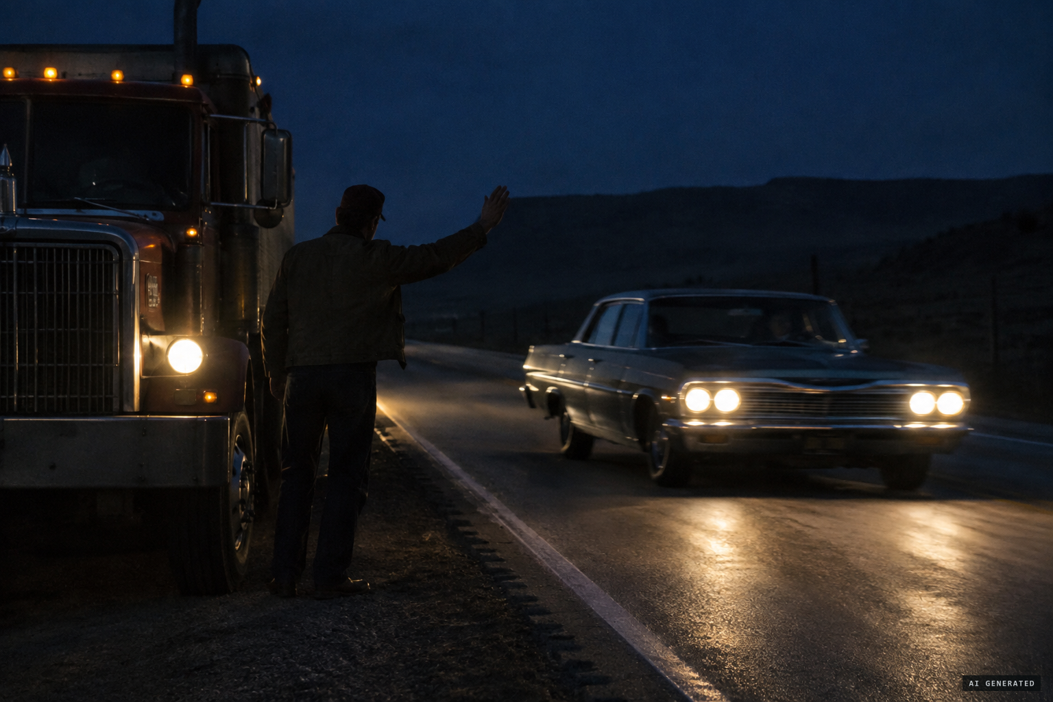 Williams stops a passing car to call the Highway Patrol