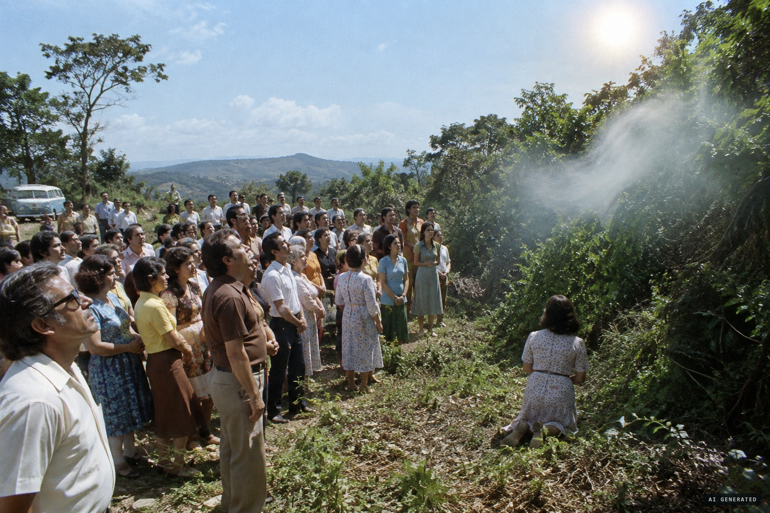 25 March 1976: María Esperanza alone sees the figure; others see a cloud and light