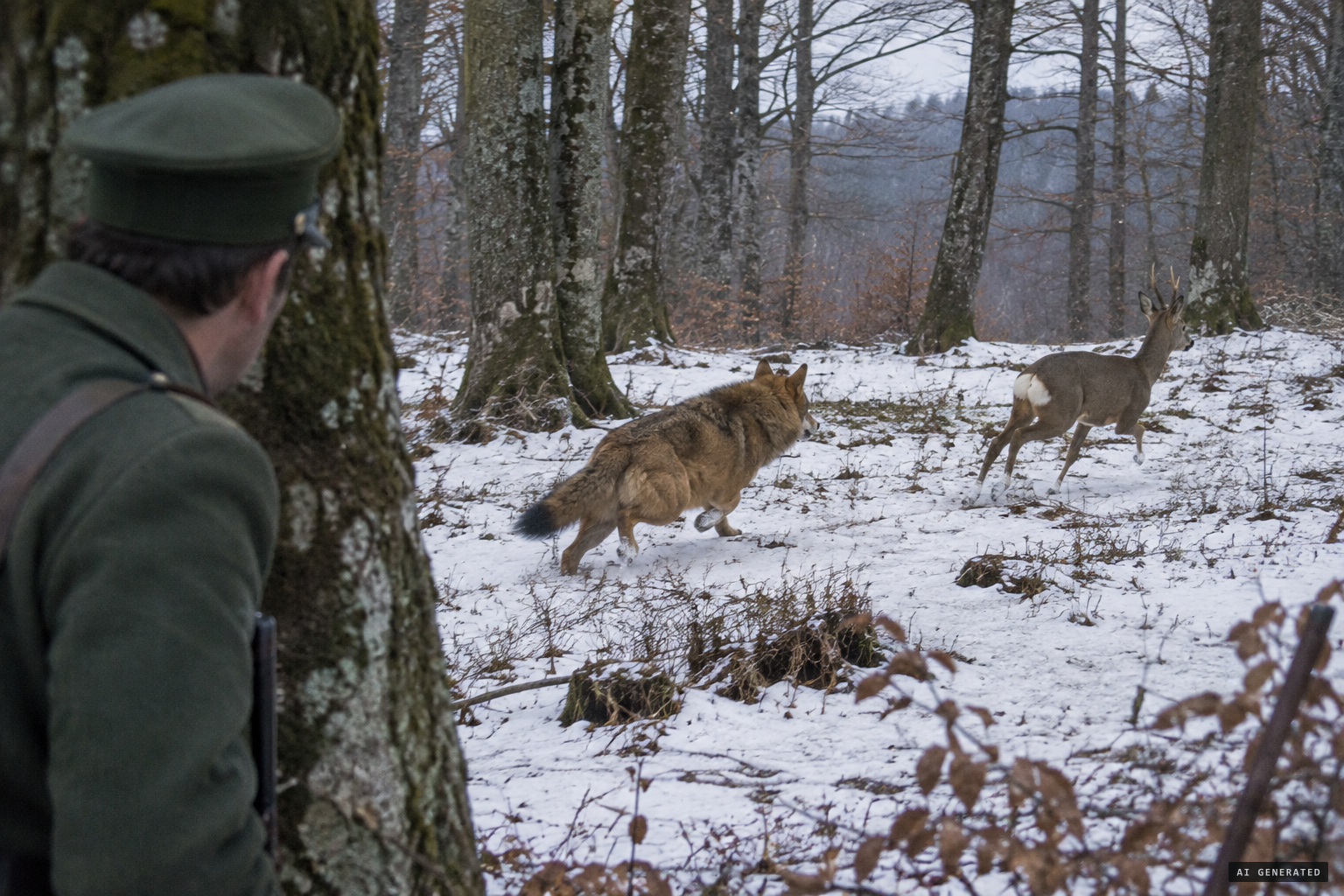 Game warden Lucien Baret sees an enormous beast chasing a roe deer near Rambervillers