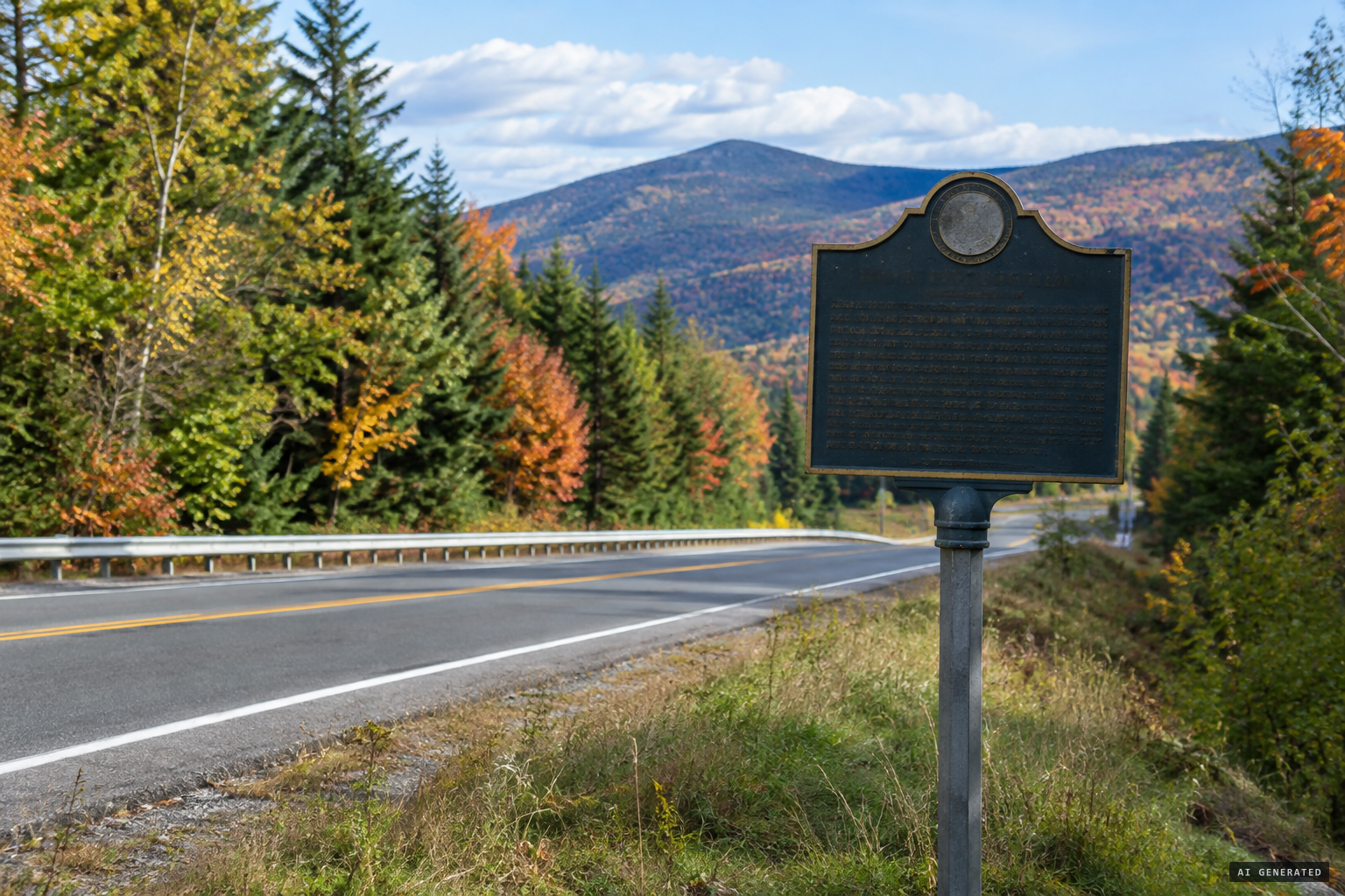 The 2011 historical marker on Route 3 in Lincoln.