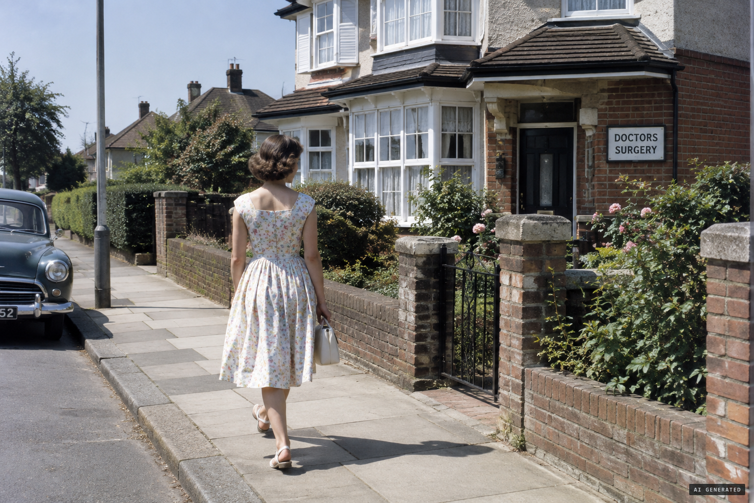 Margaret Fry walks to the doctor's surgery in King Harold's Way