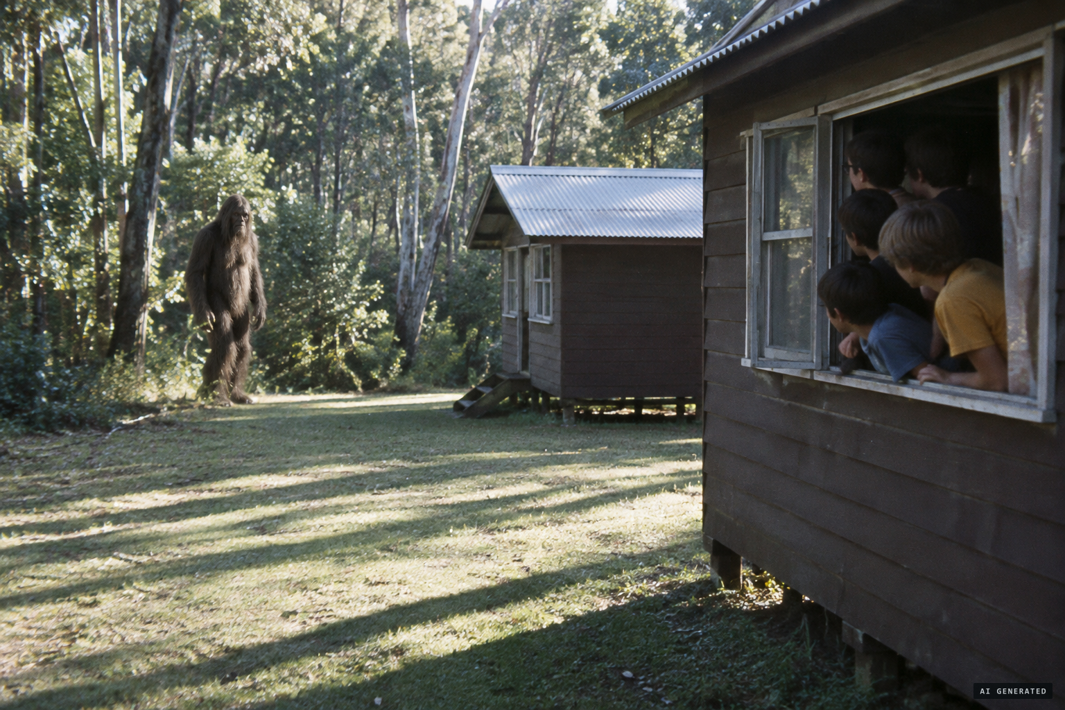 Another account: the creature came within about 10 m of the cabins