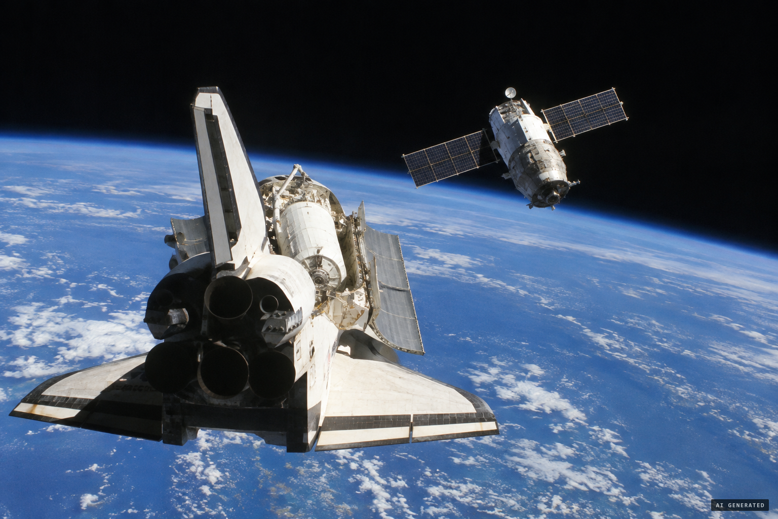 Endeavour carries Unity up to meet the waiting Zarya module