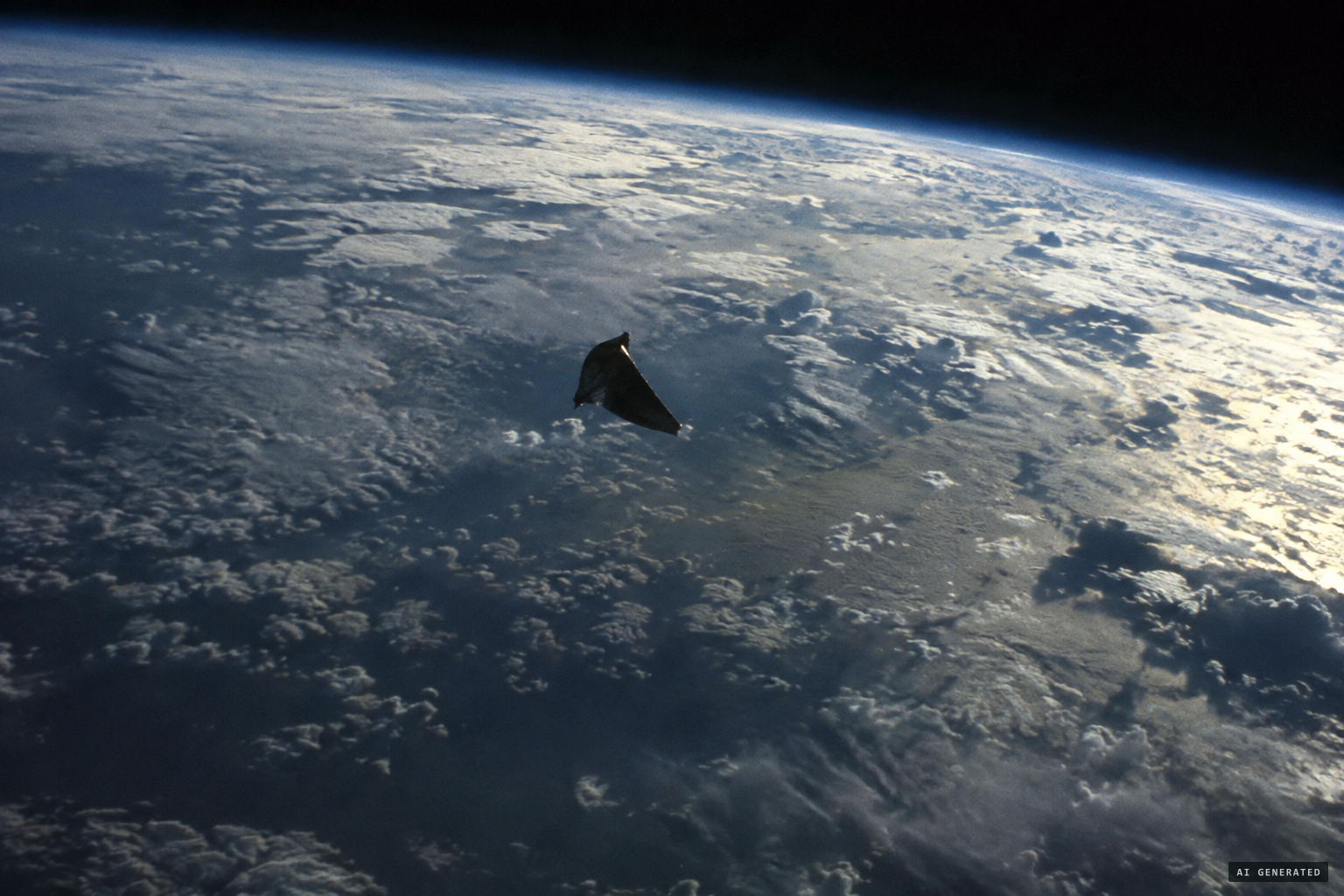 A lost insulating cover, tumbling in sunlight, the face of the Black Knight