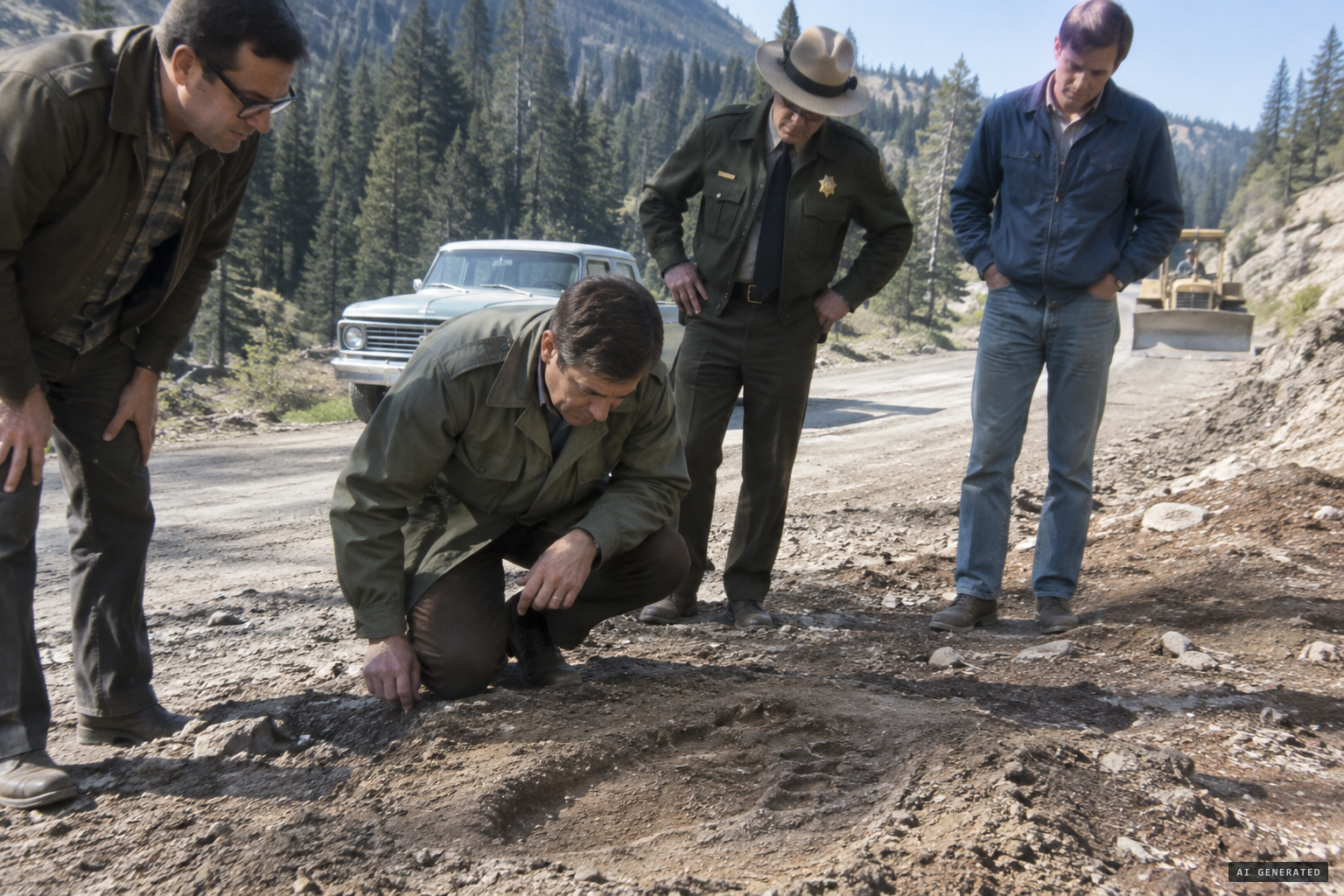 Archaeologist Don Abbott examines the tracks