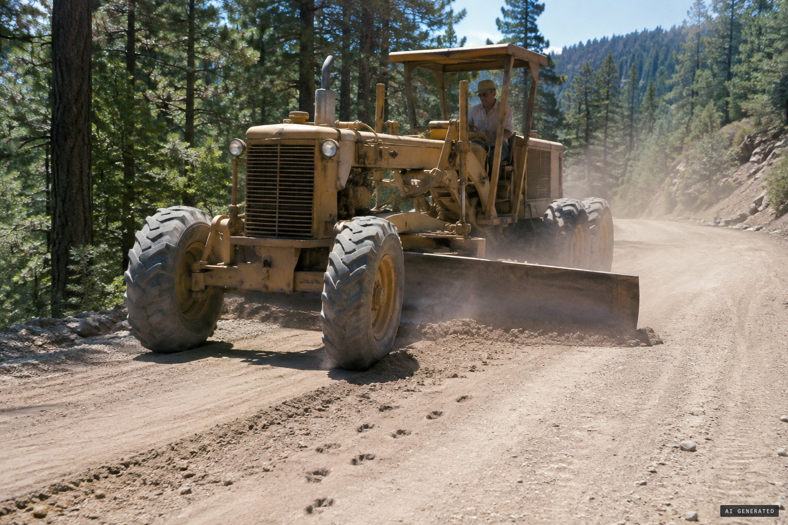 A grader takes out most of the tracks