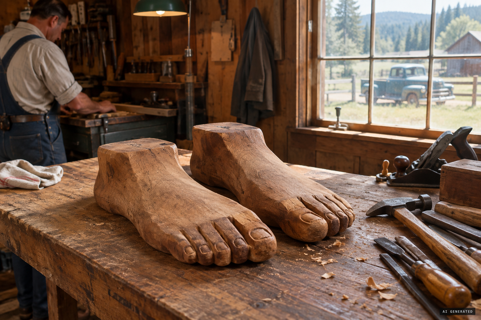 Wooden footprint stompers sceptics compare to the prints