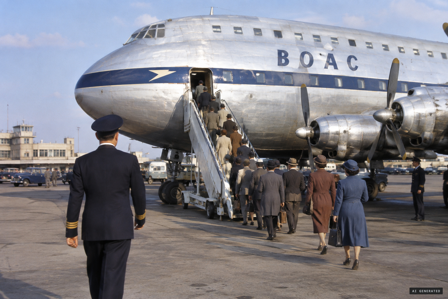 The Stratocruiser Centaurus prepares to leave Idlewild for London via Goose Bay