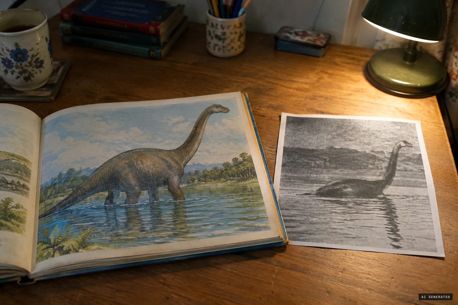 Richard Freeman matches the monster to an Apatosaurus in a 1977 children's book, reversed