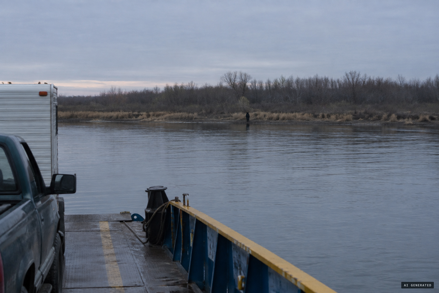 Crossing the river at dawn, Clarke spots a big black figure on the far bank