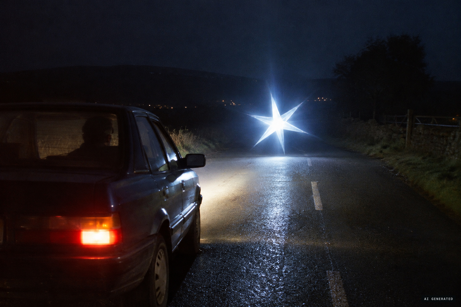 A brightly shining star-shaped object blocks Walker's way
