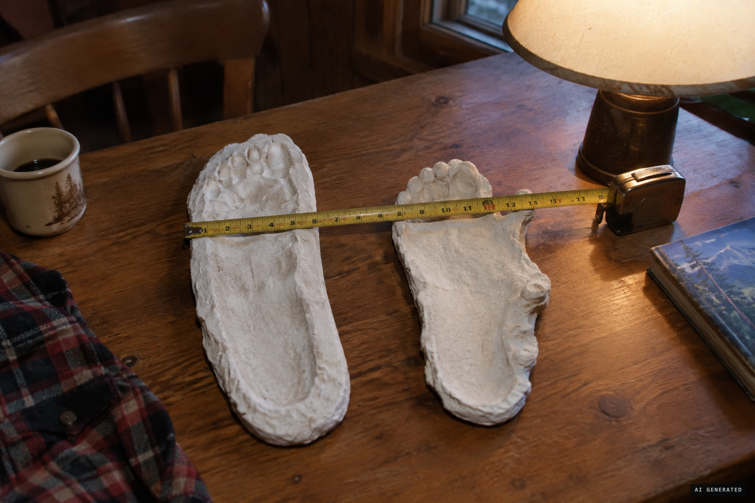 The casts: a normal left foot and a crippled right foot