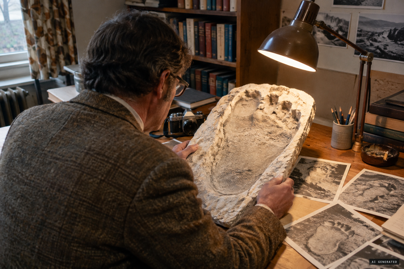 John Napier studies the casts and diagnoses club-foot