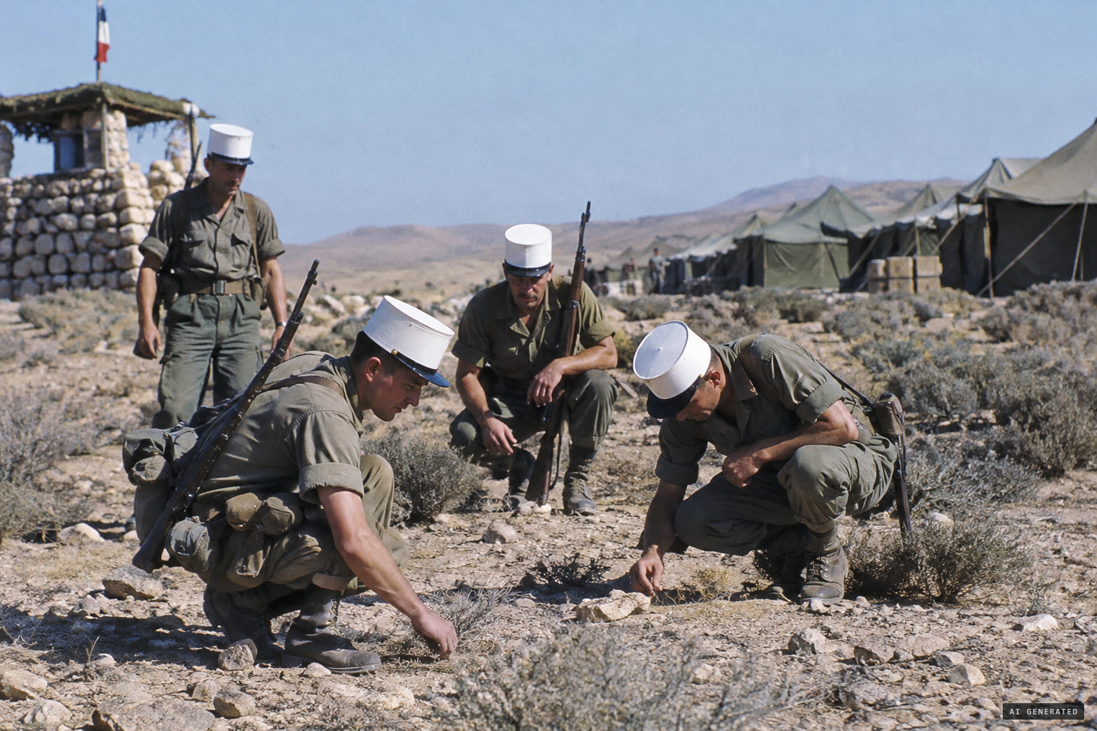 Soldiers search the site and find no prints, burns or residue