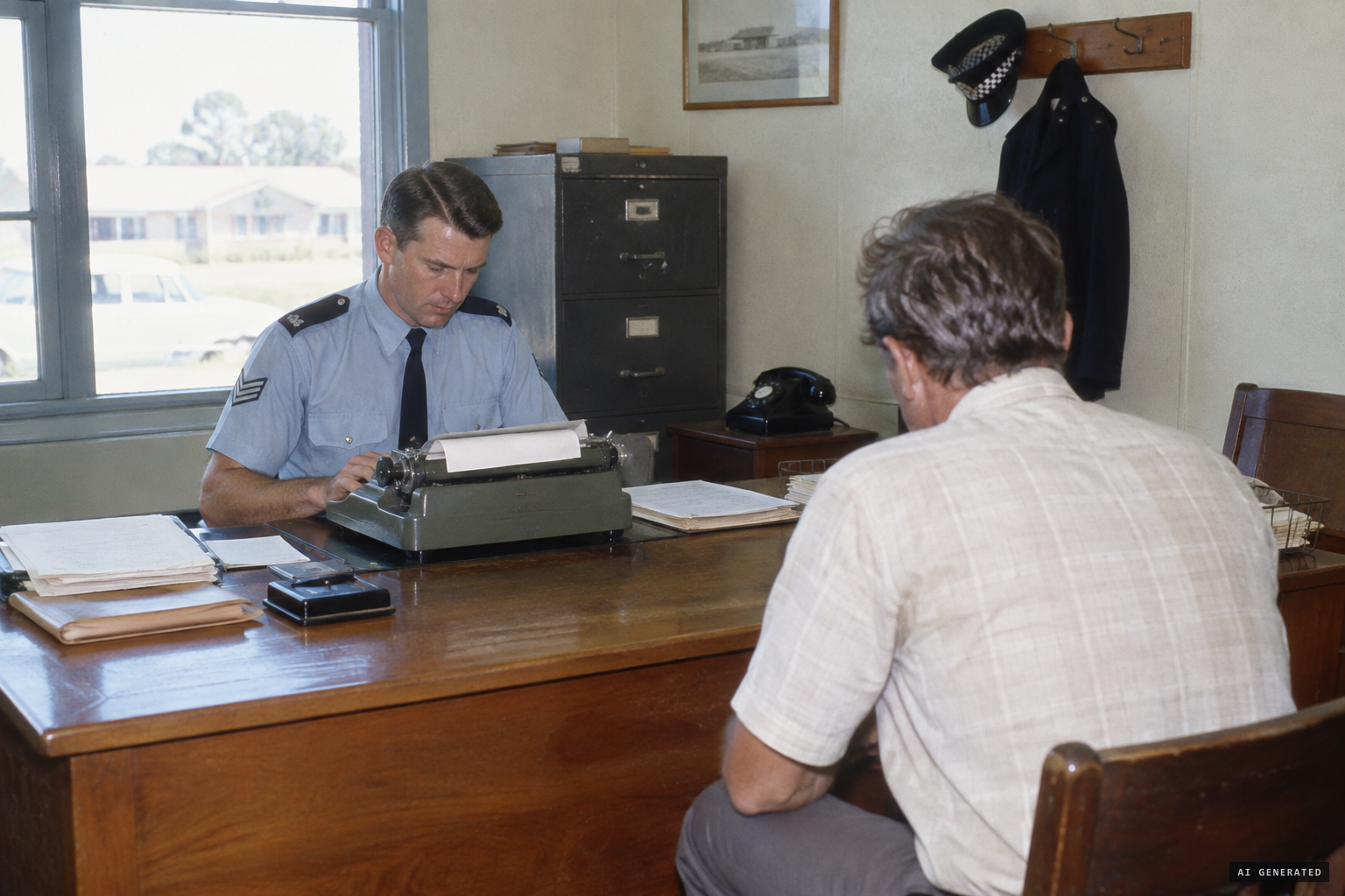Constable Johnson writes up the report on Spargo's encounter