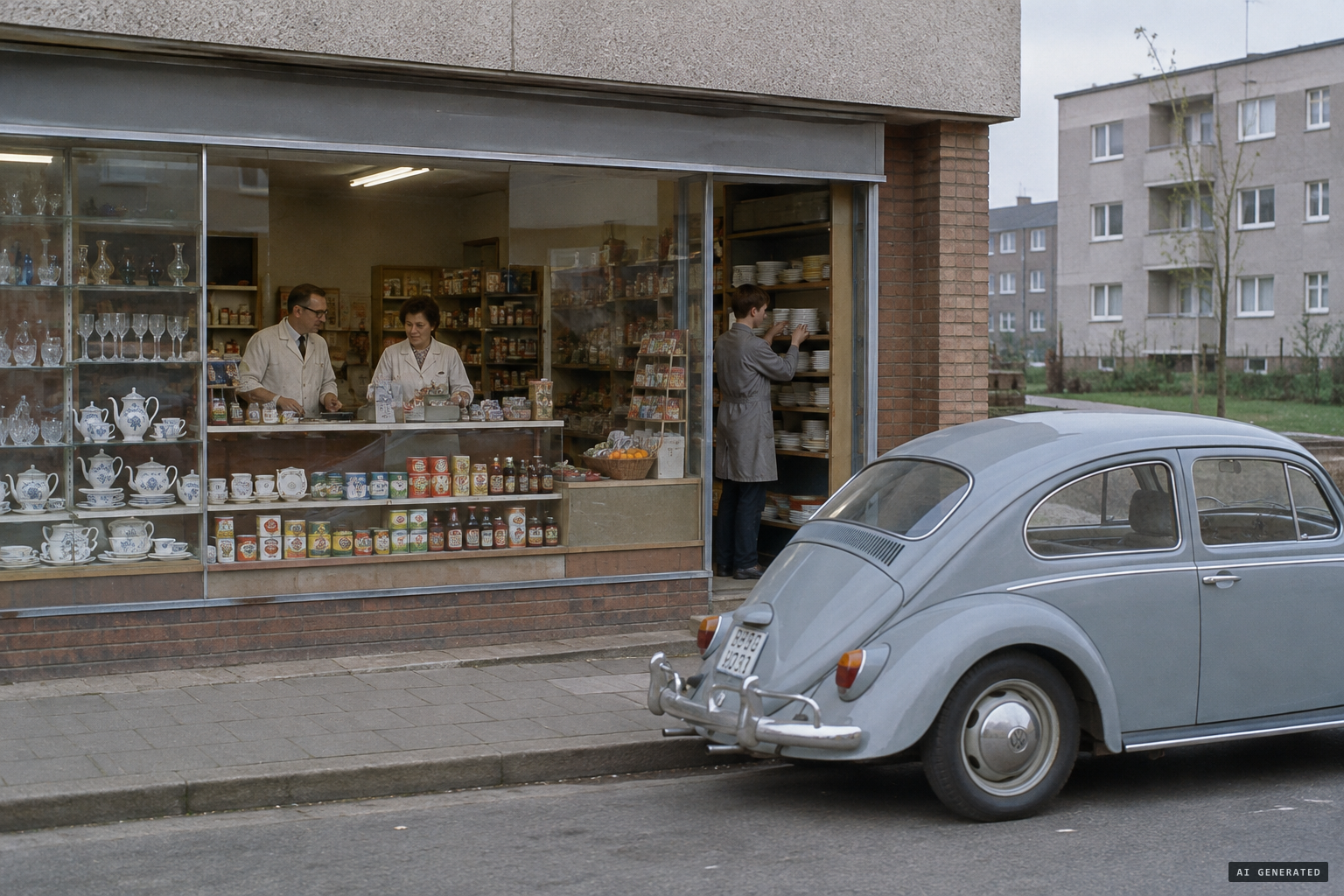 The Surowitz shop in Bremen-Vahr, with its young apprentice