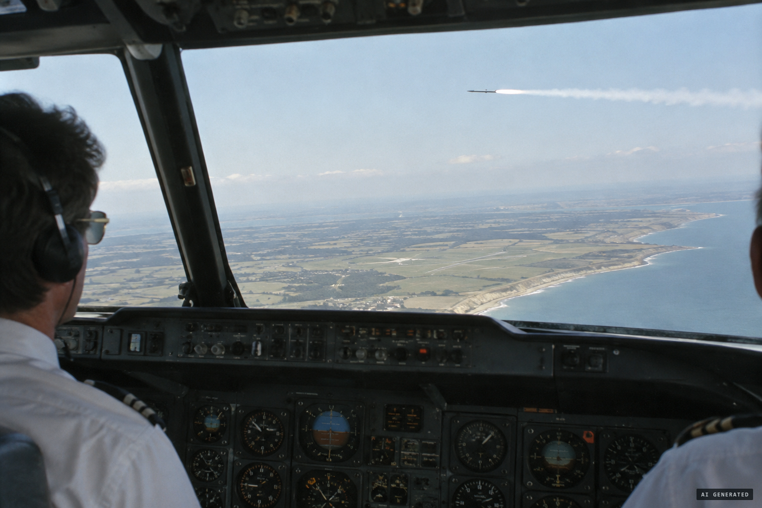 An Alitalia crew reports a missile-like object over Lydd, Kent, April 1991