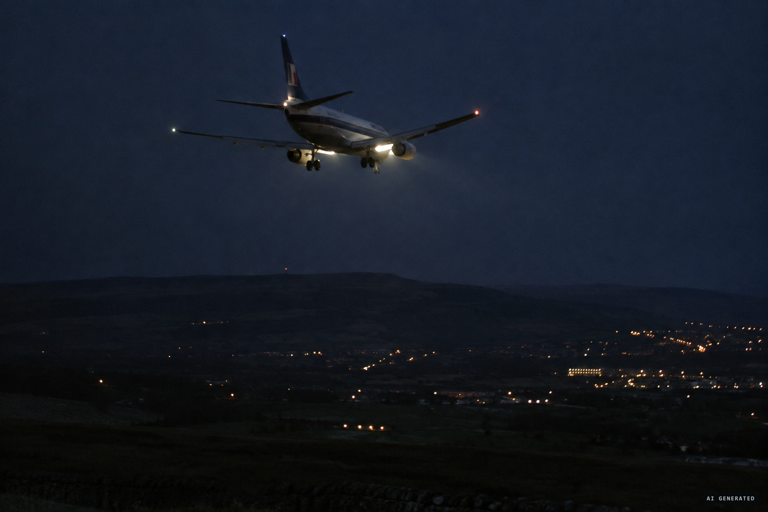 At 18:48 the jet descends through 4,000 feet over the Pennines on approach to Manchester