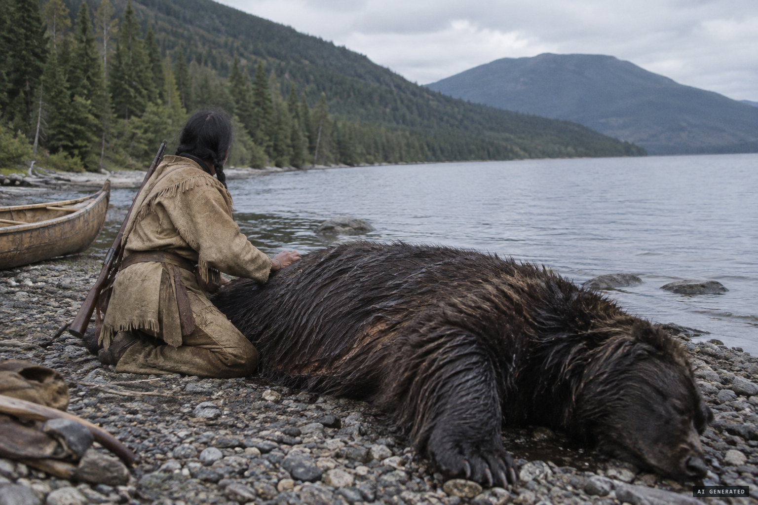 The 1904 account: a hunter with a hair-covered creature nearly as large as a grizzly