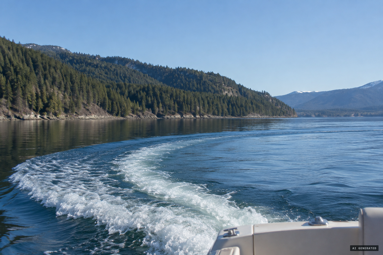 Waves with no visible source circle 180 degrees around the boat