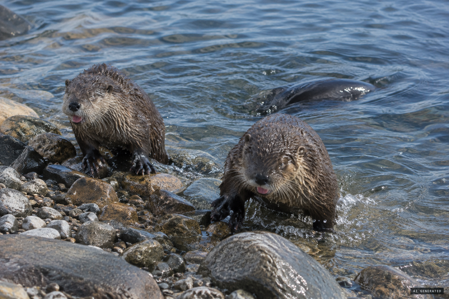 Blair's friend's story: something black and shiny chasing two otters ashore