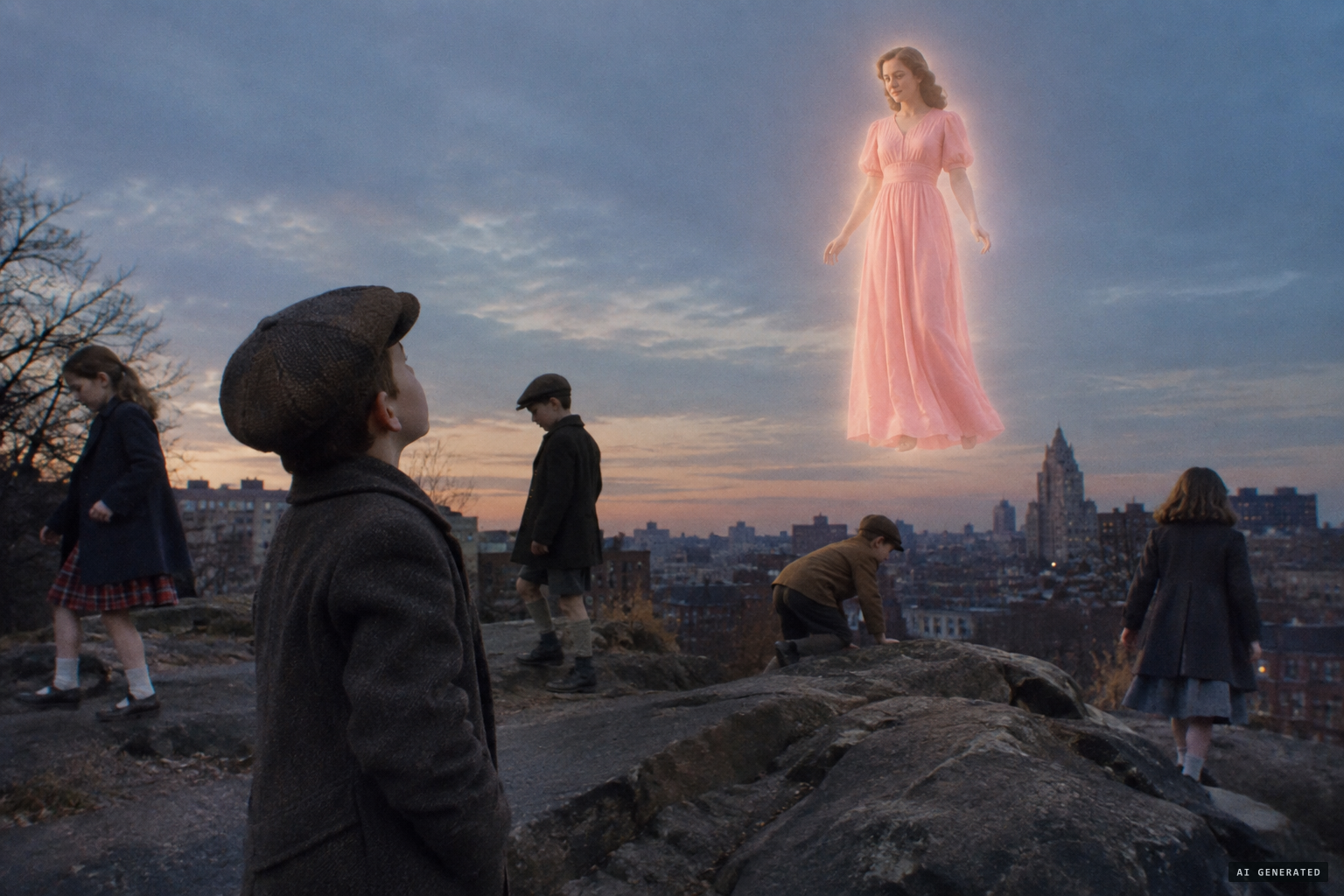 The lady appears on the ledge, seen only by Joseph