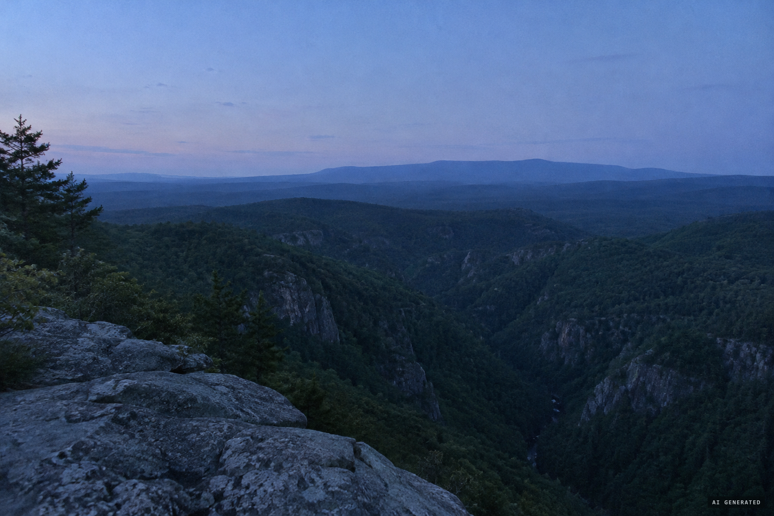 Brown Mountain, a modest ridge on the horizon seen from Wiseman's View