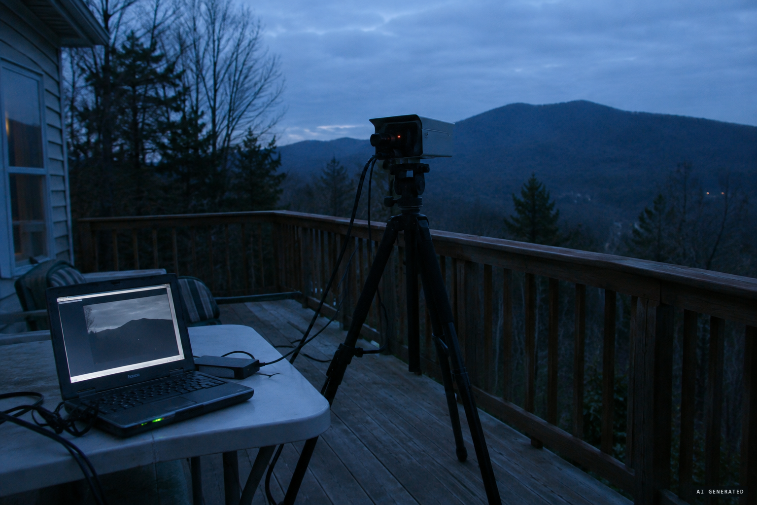 Low-light cameras set up at homes overlooking the mountain