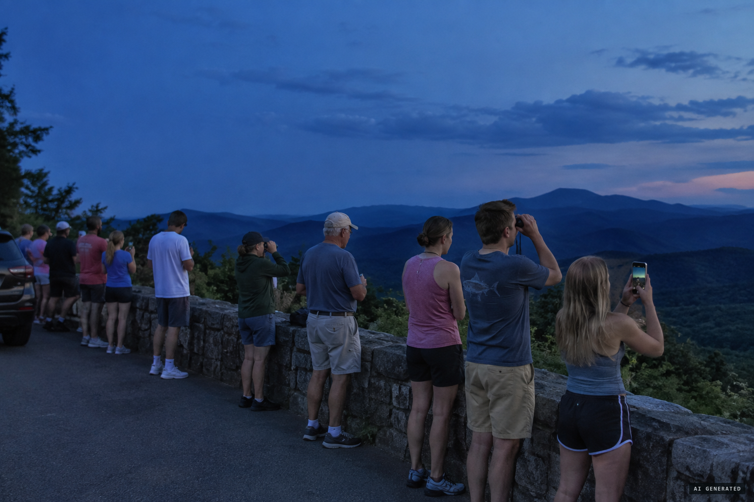 People still gather at Parkway overlooks to watch for the lights