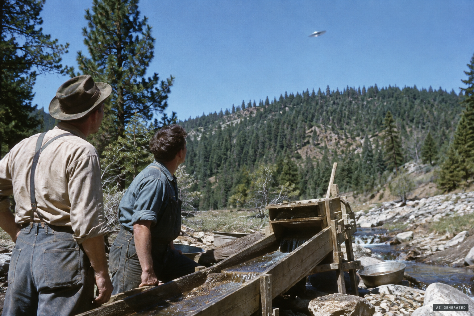 The miners said they had seen saucers seven times, in the air and on the ground