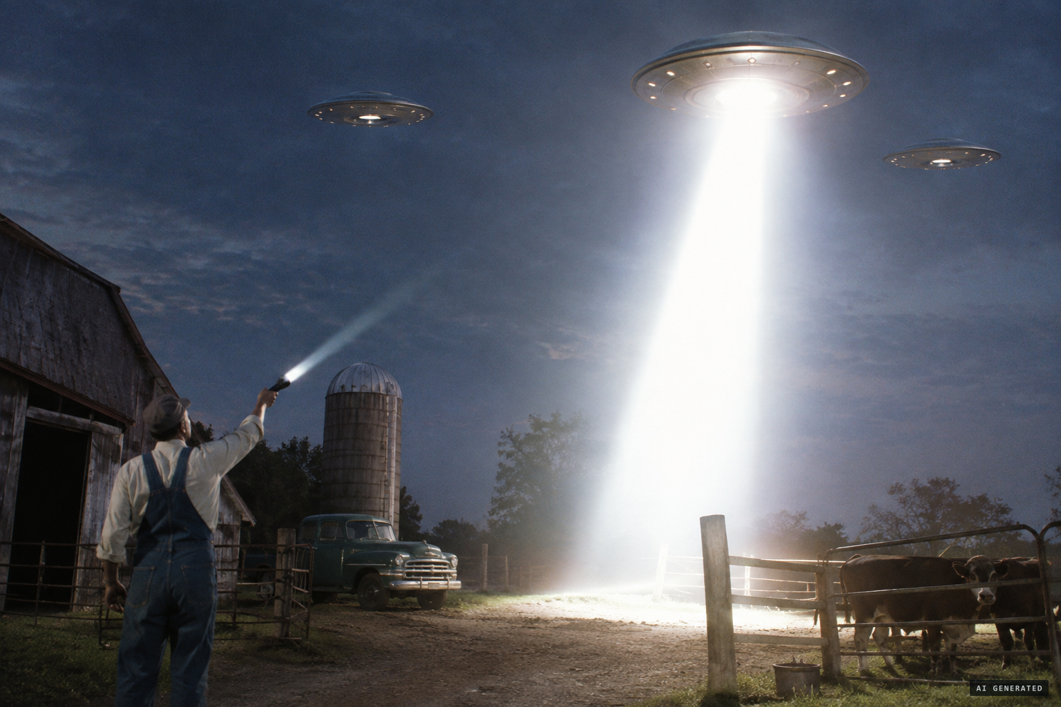He signals with a flashlight and a ray flashes back