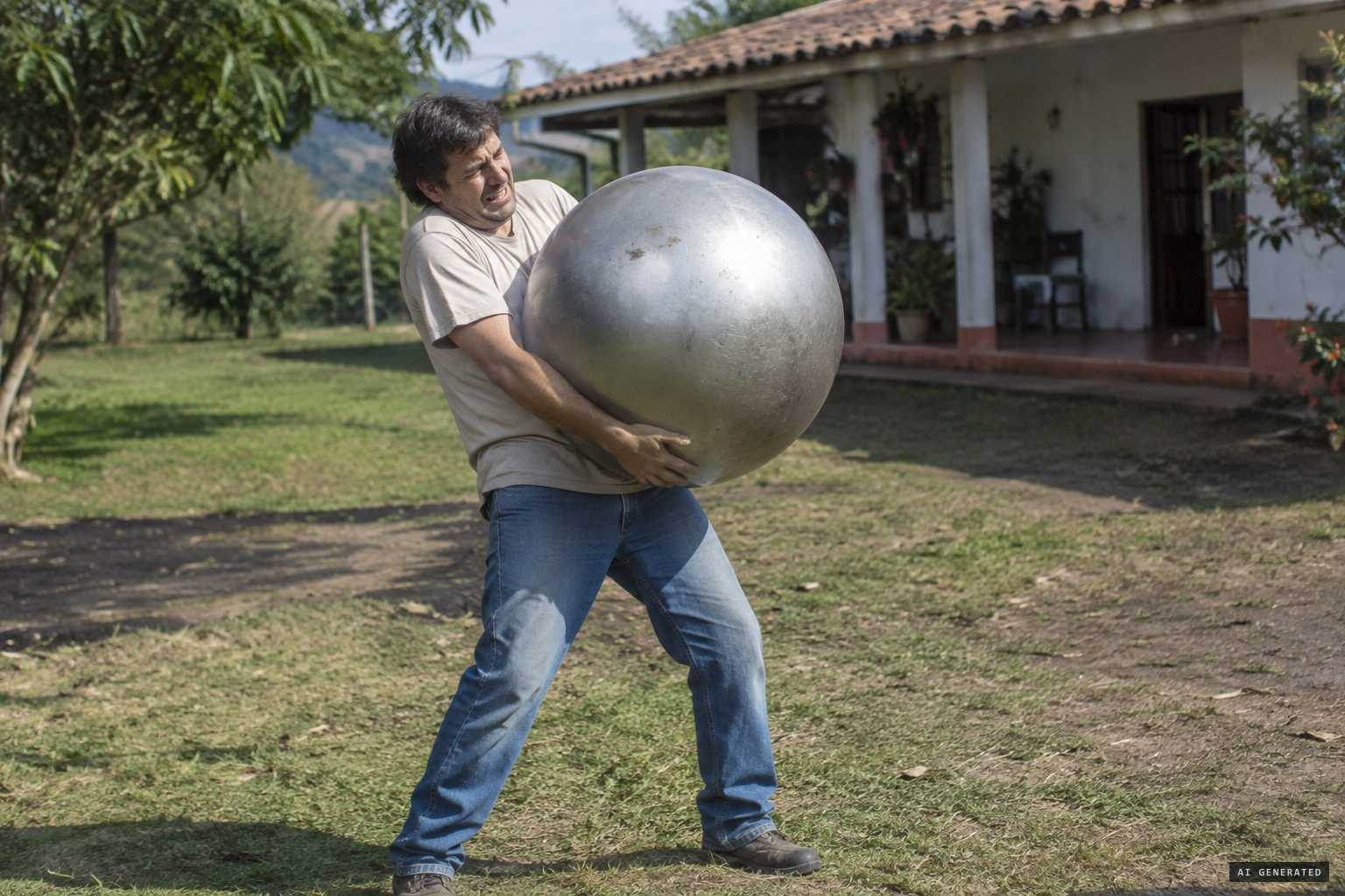 Arias Restrepo picks up the sphere and later falls ill