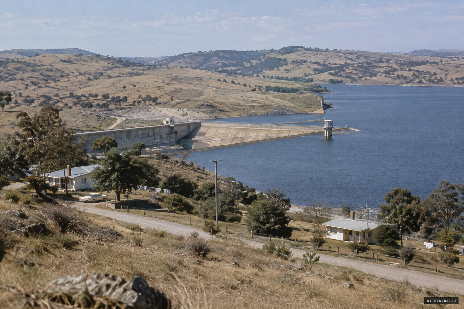 Burrinjuck Dam, south-west of Yass, home of the local couple