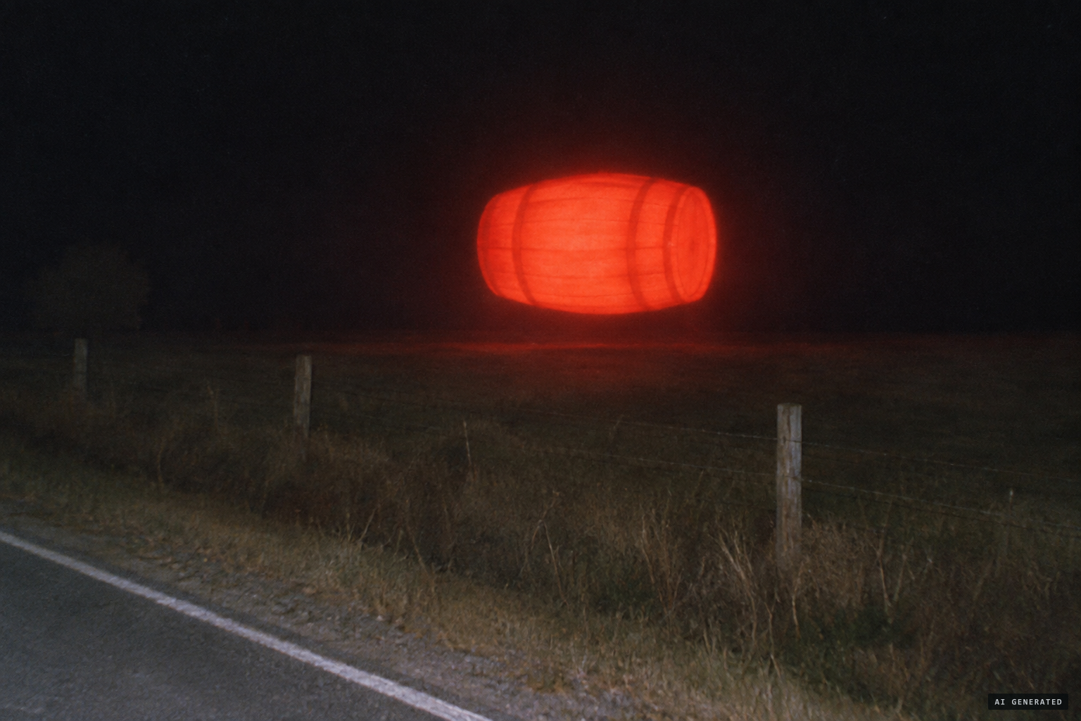 A red glowing object shaped like a beer barrel on its side